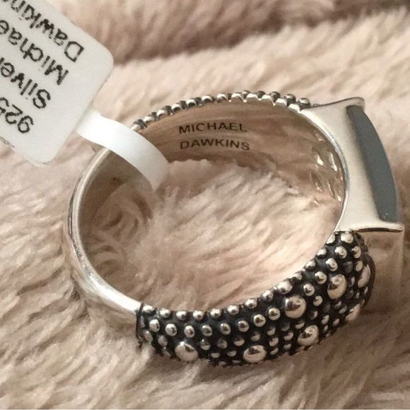 MICHAEL DAWKINS Starry Night Mother of Pearl Sterling Silver 925 Ring Sz 8-3/4 - Picture 4 of 9